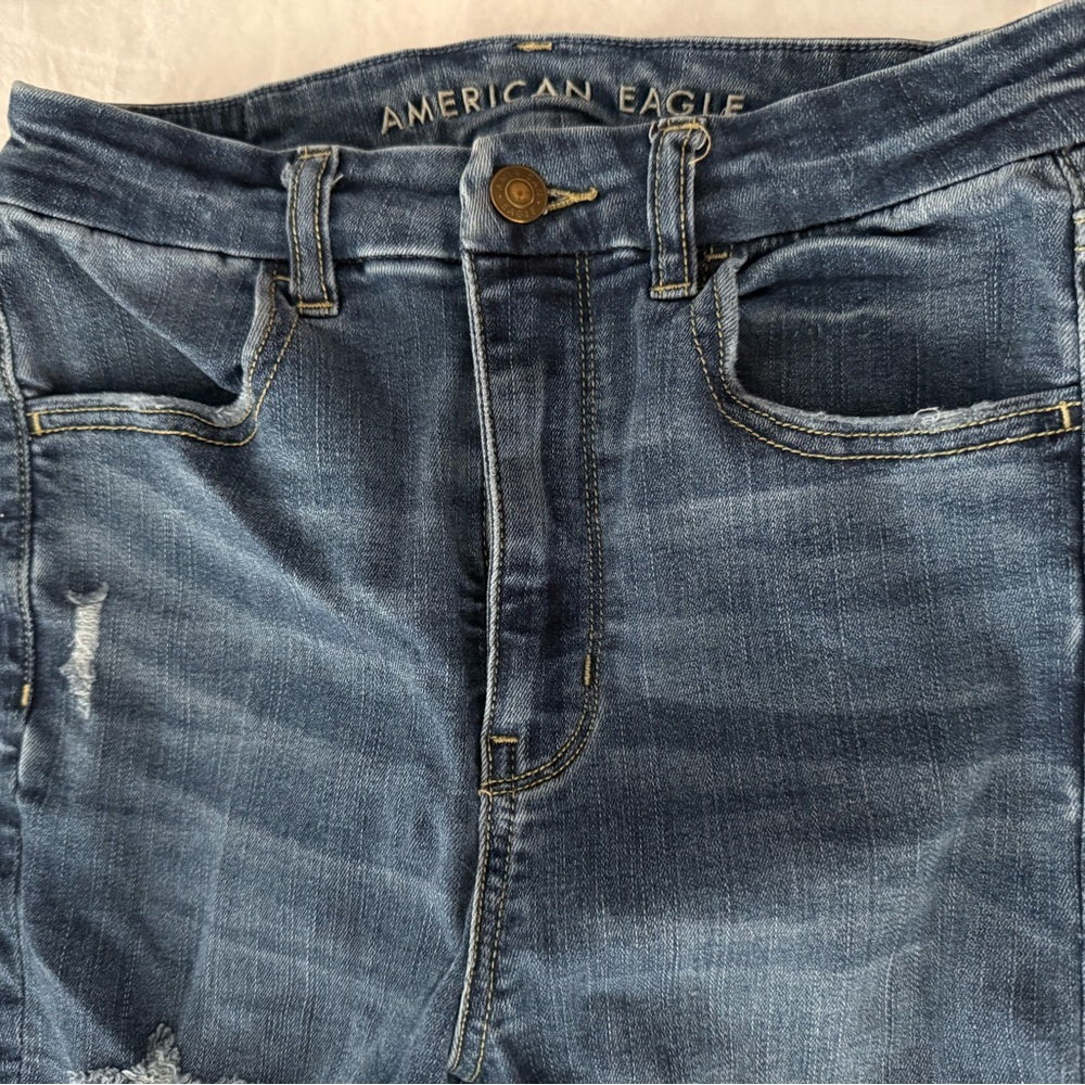 American Eagle Curvy Super Hi-Rise Distressed Jeggings Jeans 6 6R - Picture 4 of 10